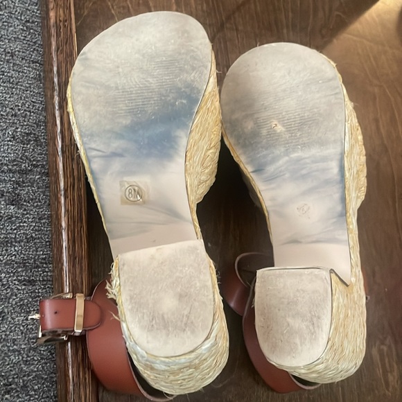 MIA size 8 block chunky heel wicker sandals - Picture 4 of 7